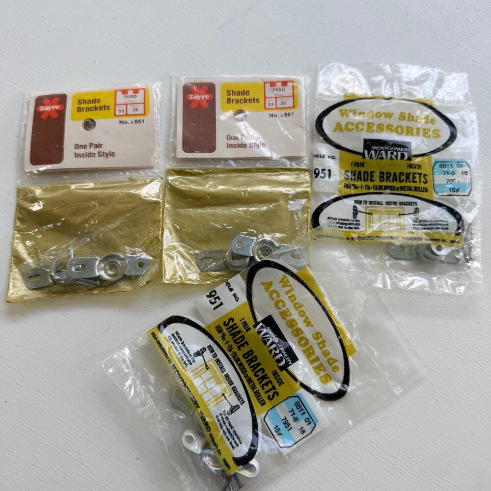 Vintage Montgomery Ward & Zayre Window Shade Brackets 4-Pack
